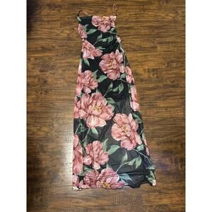 Persaya Floral Sleeveless Dress Black Purple Maxi Size XL